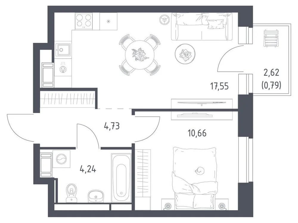 Продается 1-комнатная квартира, 38 м² - Фото 2
