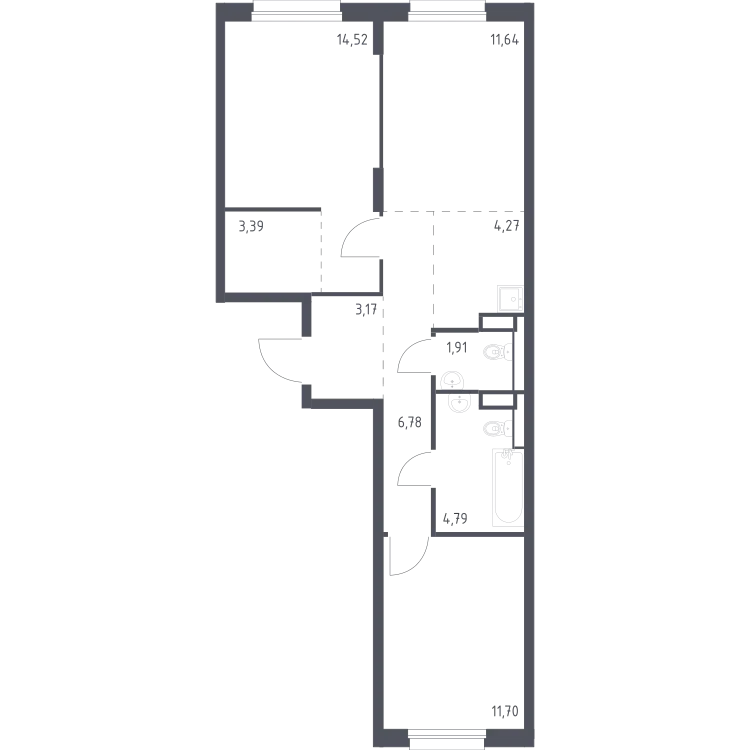 Продается 2-комнатная квартира, 62,2 м² - Фото 1