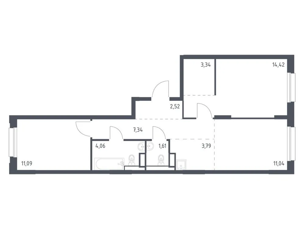 Продается 2-комнатная квартира, 59,2 м² - Фото 1