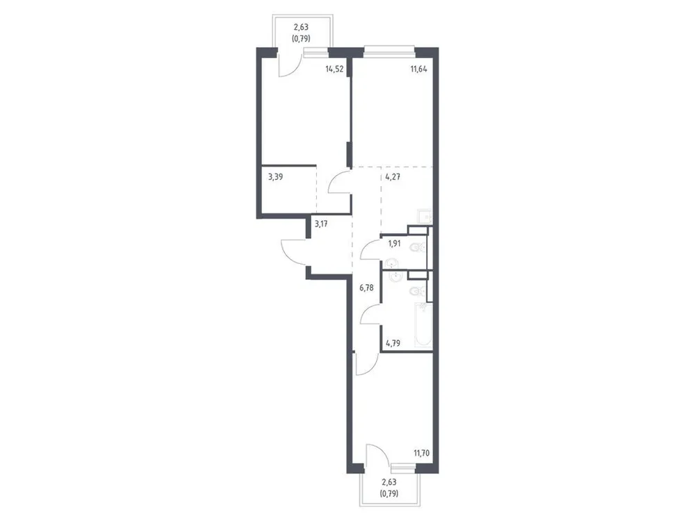 Продается 2-комнатная квартира, 63,8 м² - Фото 1
