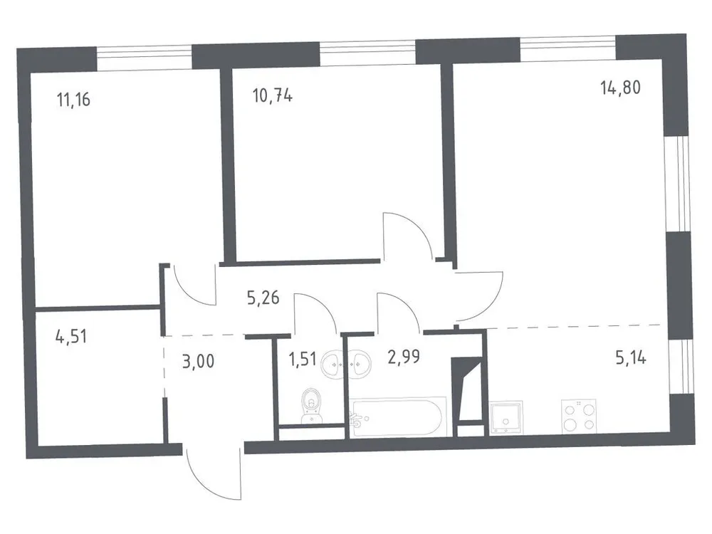Продается 2-комнатная квартира, 58,2 м² - Фото 2