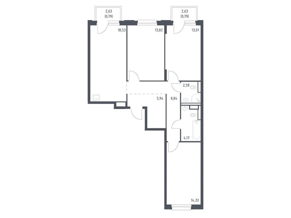 Продается 3-комнатная квартира, 82,8 м² - Фото 1