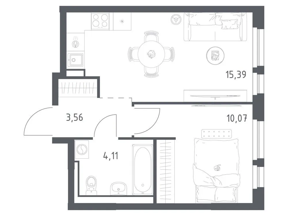 Продается 1-комнатная квартира, 33,1 м² - Фото 3