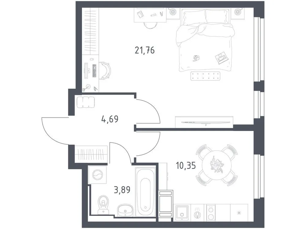 Продается 1-комнатная квартира, 40,7 м² - Фото 2