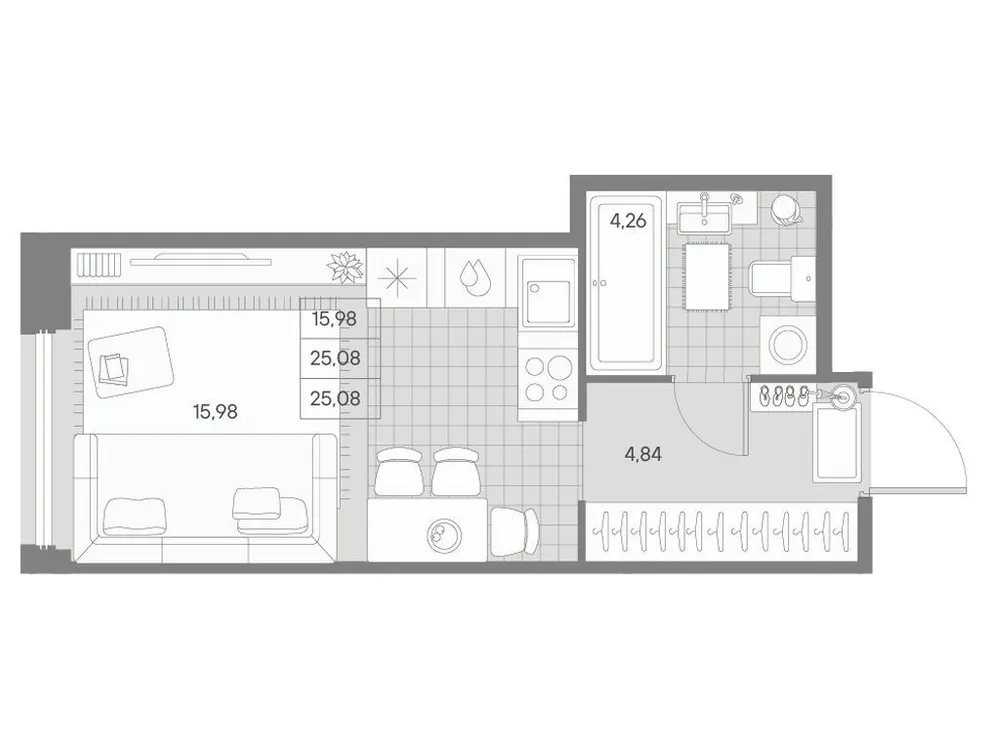 Продается 1-комнатная квартира, 25,1 м² - Фото 1