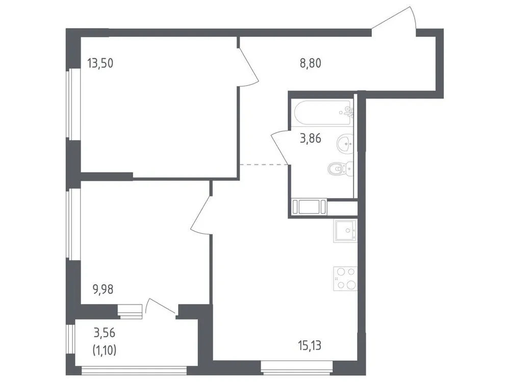 Продается 2-комнатная квартира, 53 м² - Фото 3