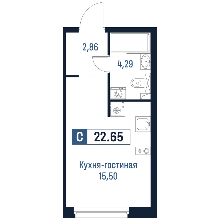Продается студия, 22,7 м² - Фото 1