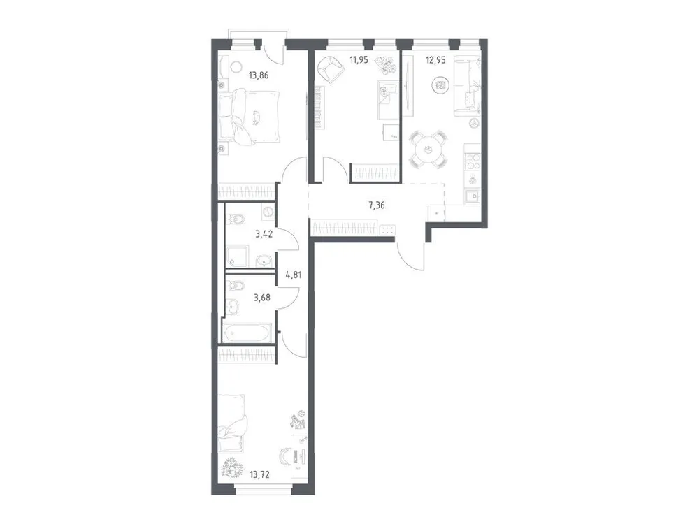Продается 3-комнатная квартира, 71,8 м² - Фото 1