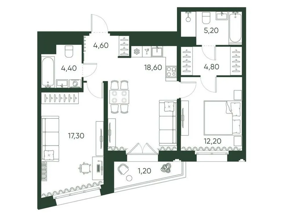Продается 2-комнатная квартира, 68,3 м² - Фото 1