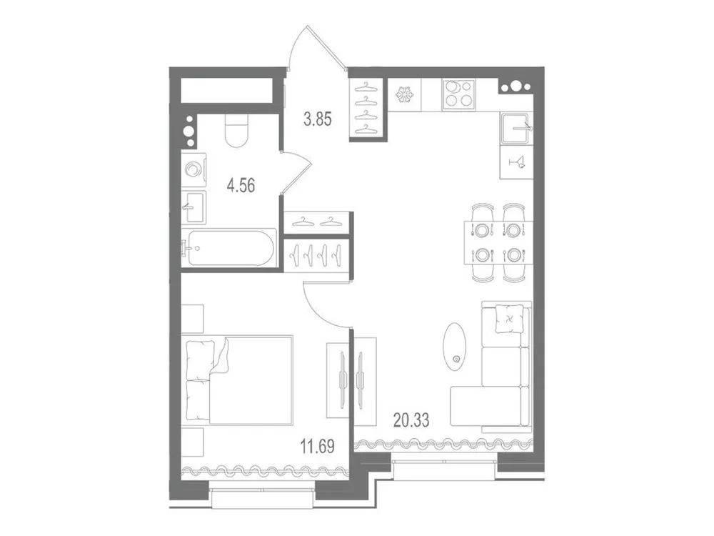 Продается 1-комнатная квартира, 40,4 м² - Фото 1