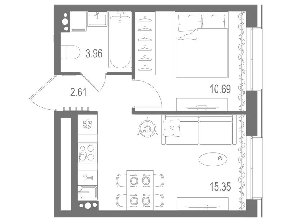 Продается 1-комнатная квартира, 32,6 м² - Фото 1