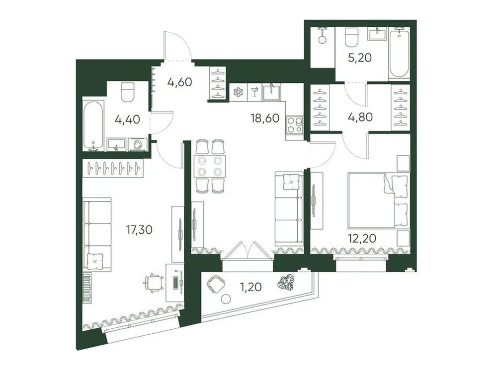 Продается 2-комнатная квартира, 68,3 м² - Фото 2