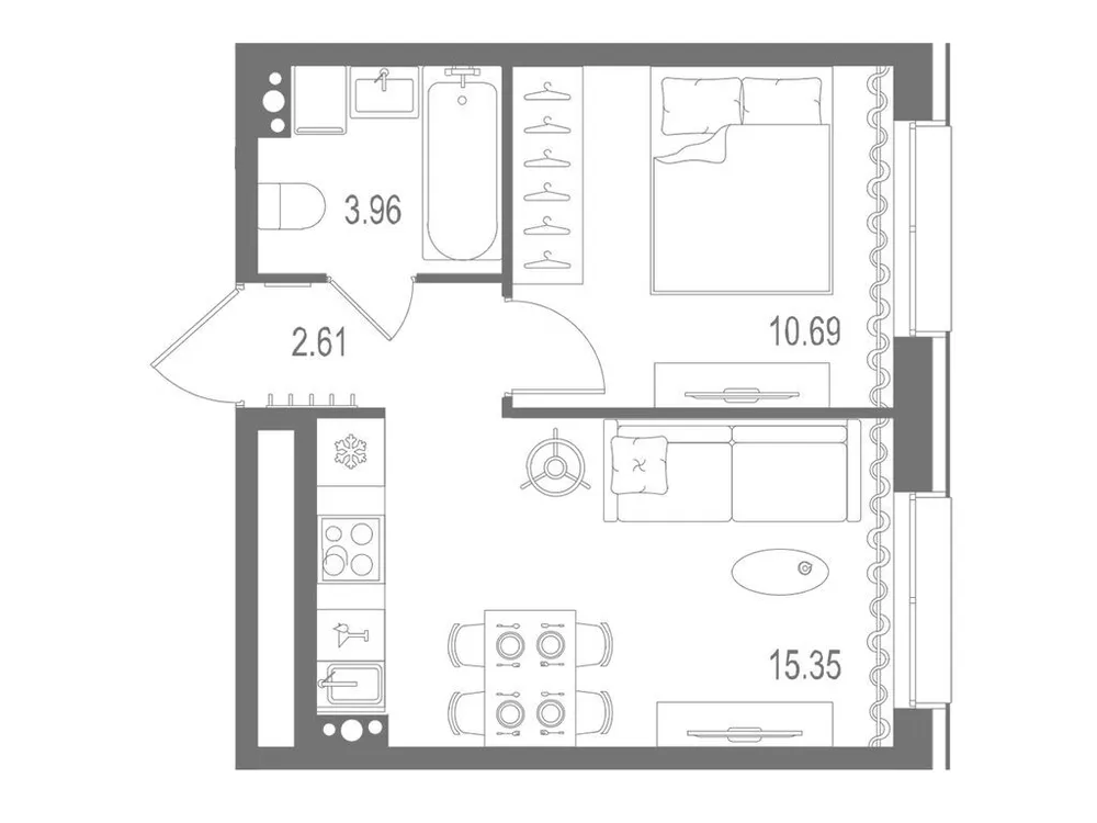 Продается 1-комнатная квартира, 32,6 м² - Фото 2