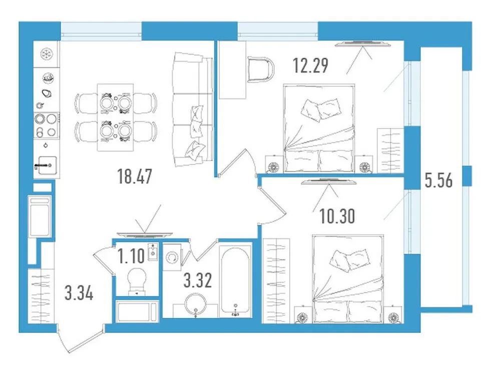 Продается 2-комнатная квартира, 50,5 м² - Фото 1