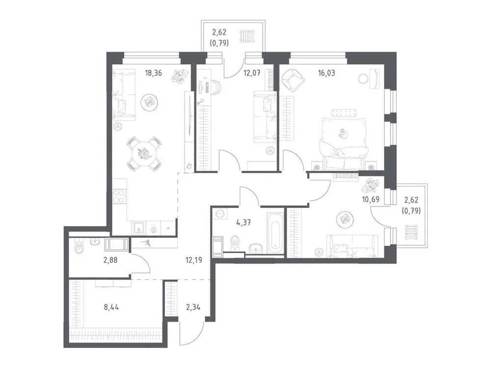 Продается 3-комнатная квартира, 89 м² - Фото 2