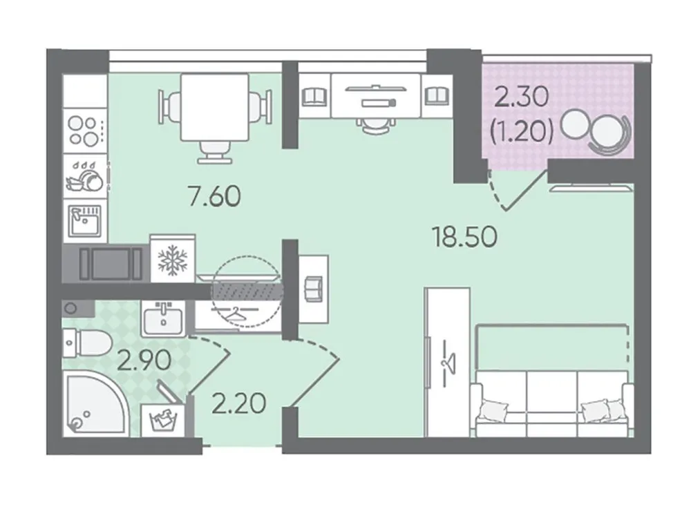 Продается 1-комнатная квартира, 32,4 м² - Фото 2