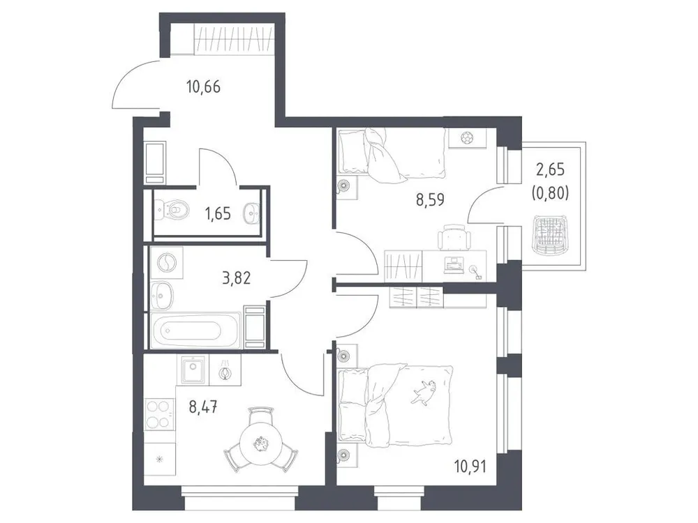 Продается 2-комнатная квартира, 44,9 м² - Фото 1