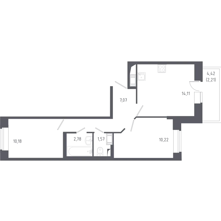 Продается 2-комнатная квартира, 48,5 м² - Фото 1