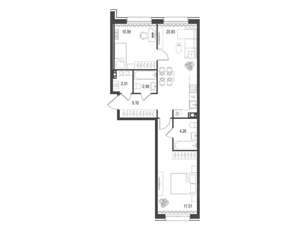Продается 2-комнатная квартира, 63,6 м² - Фото 1