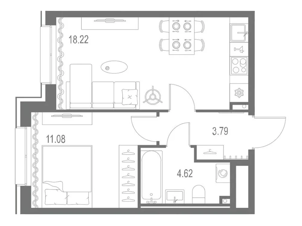 Продается 1-комнатная квартира, 37,7 м² - Фото 1