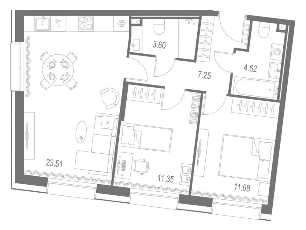 Продается 2-комнатная квартира, 62 м² - Фото 1