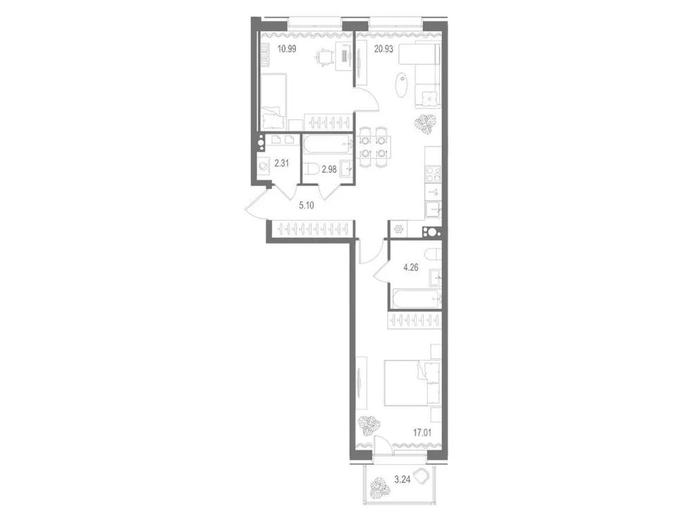 Продается 2-комнатная квартира, 63,6 м² - Фото 2