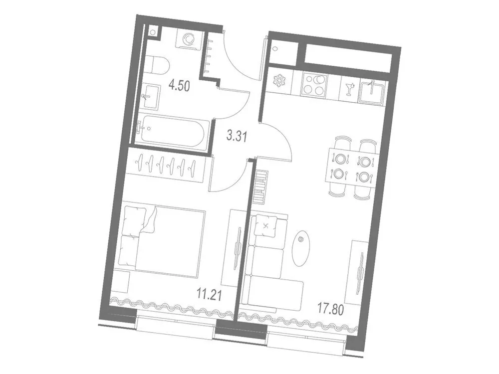 Продается 1-комнатная квартира, 36,8 м² - Фото 1