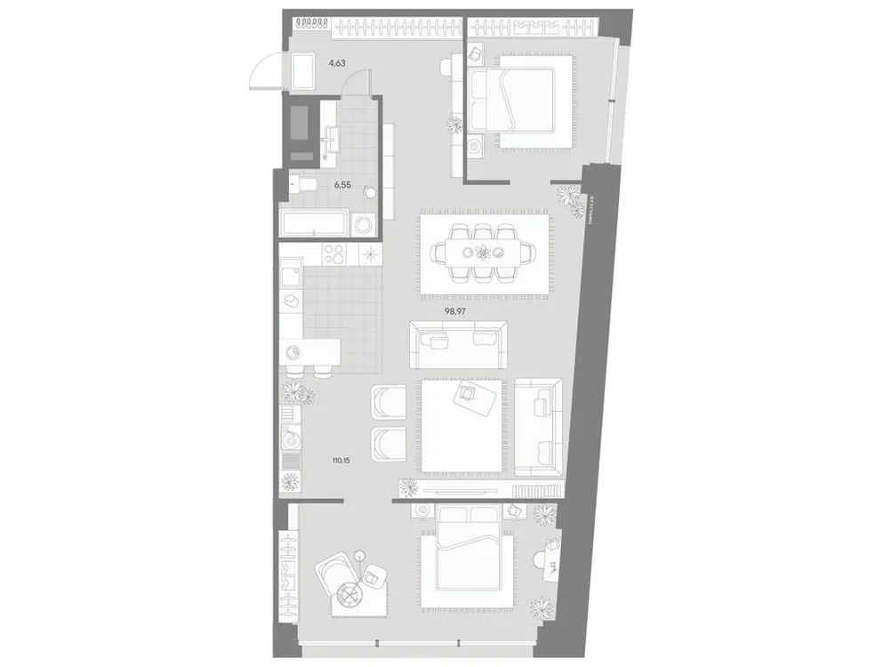 Продается 1-комнатная квартира, 111,1 м² - Фото 1