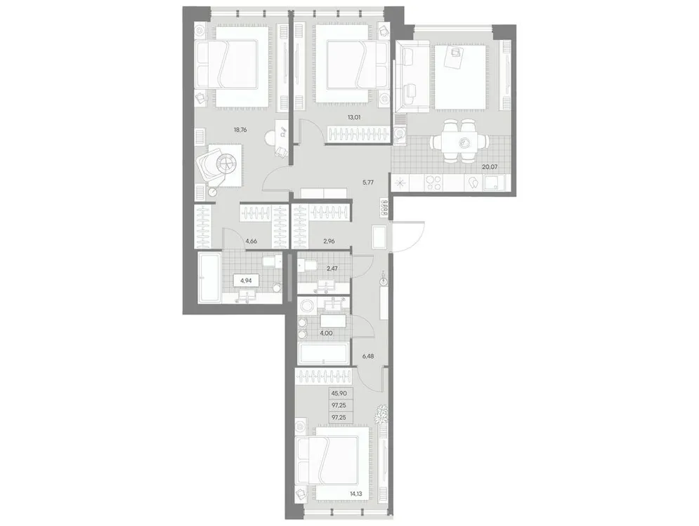 Продается 3-комнатная квартира, 97,3 м² - Фото 1