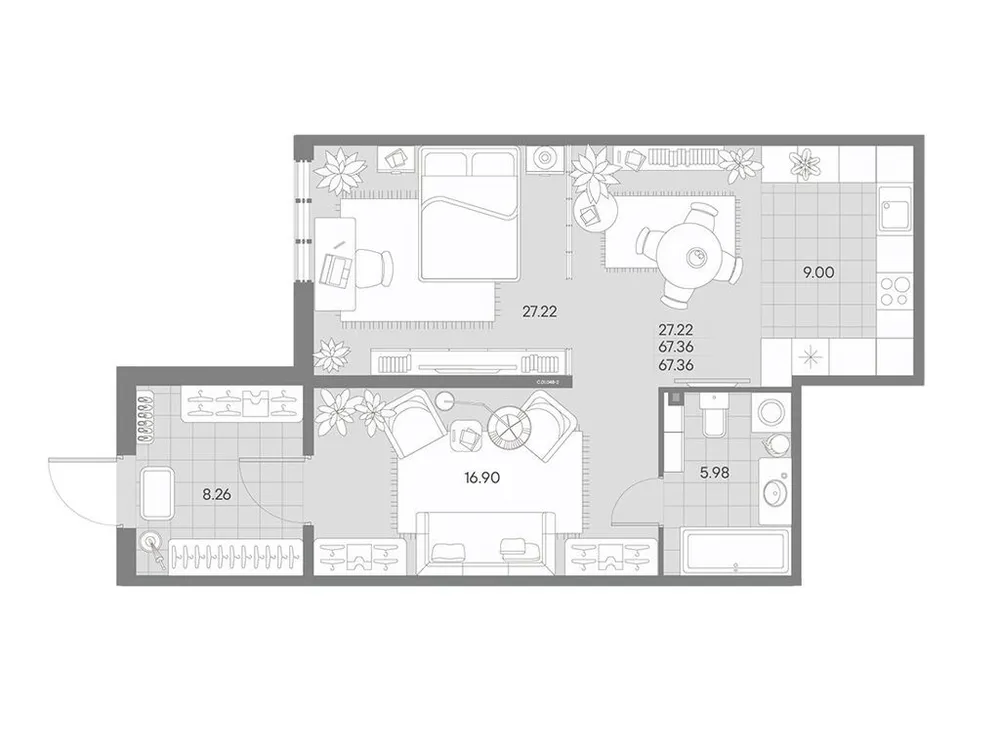 Продается 1-комнатная квартира, 65,4 м² - Фото 1