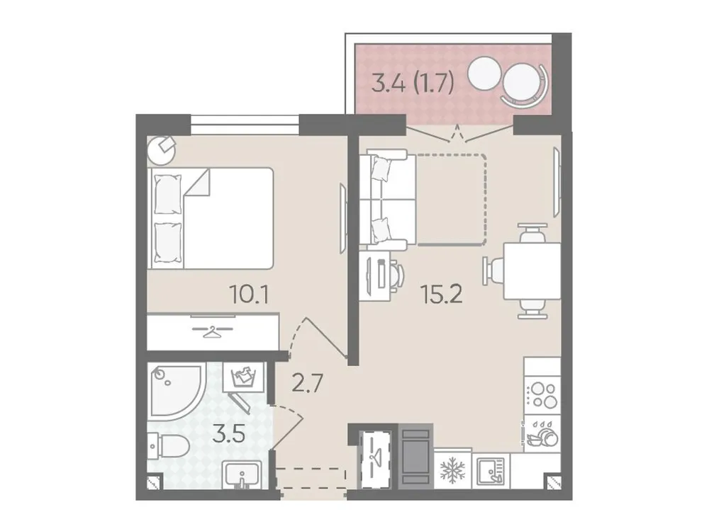Продается 1-комнатная квартира, 33,2 м² - Фото 2
