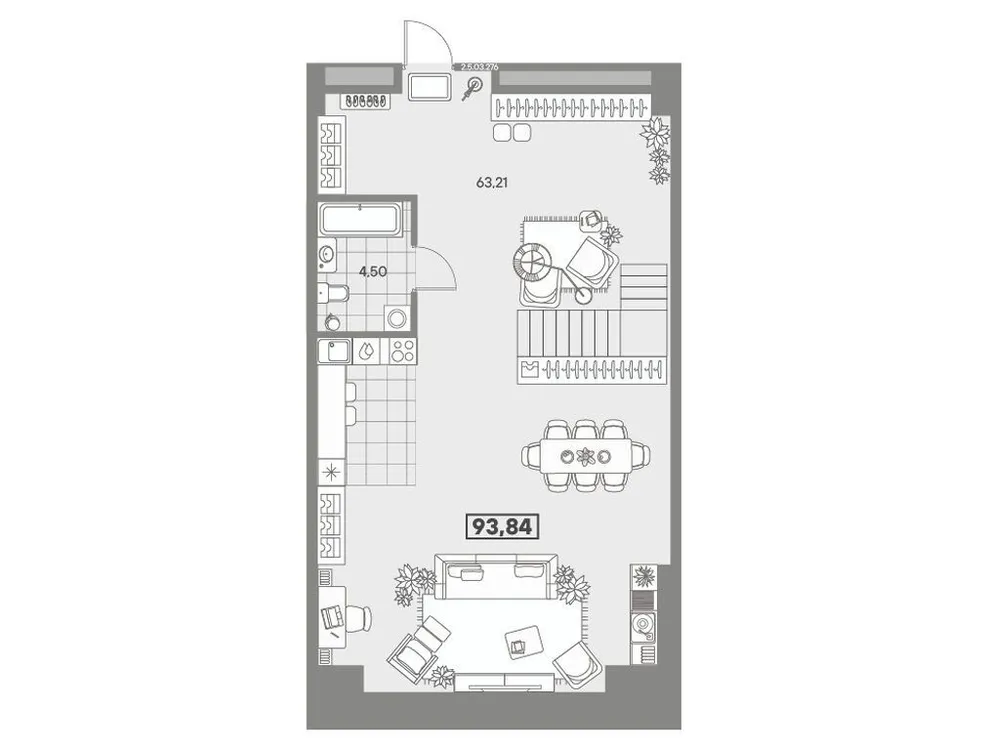 Продается 1-комнатная квартира, 93,8 м² - Фото 1