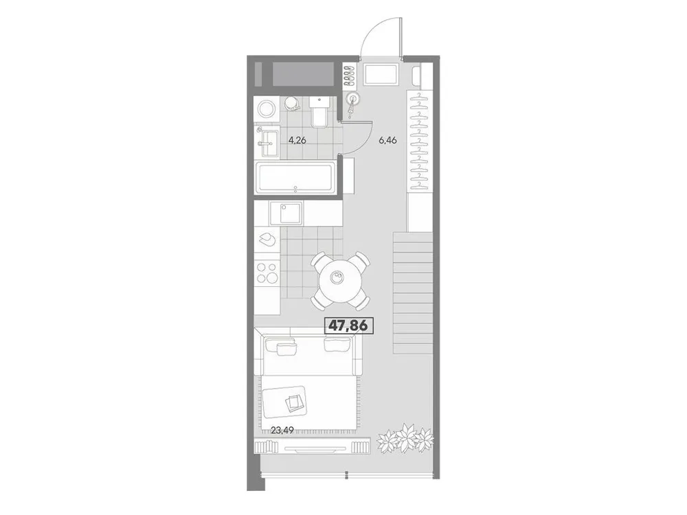 Продается 1-комнатная квартира, 47,9 м² - Фото 2