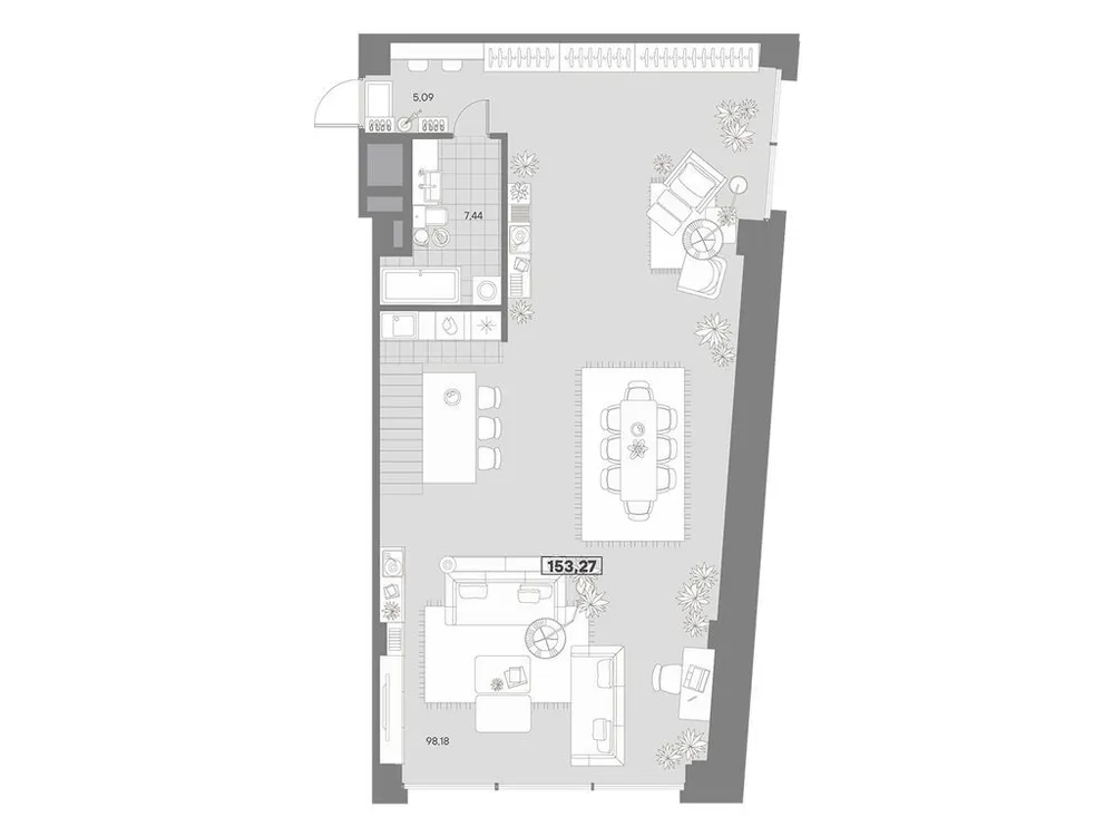 Продается 1-комнатная квартира, 153,3 м² - Фото 2