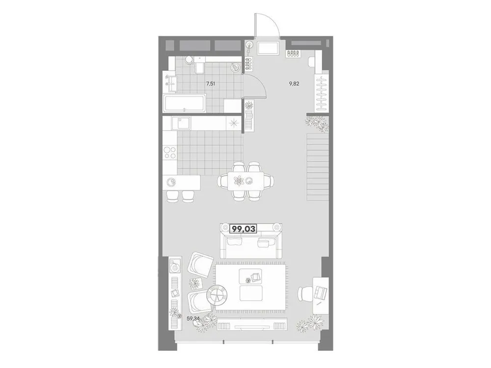 Продается 1-комнатная квартира, 99 м² - Фото 2