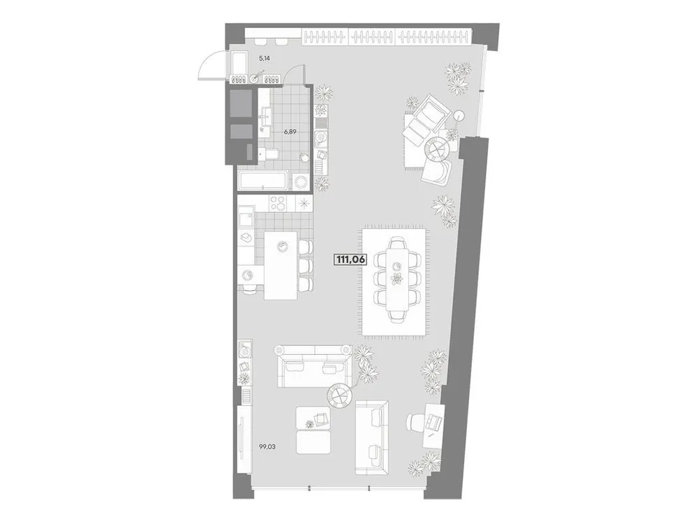 Продается 1-комнатная квартира, 111,1 м² - Фото 2