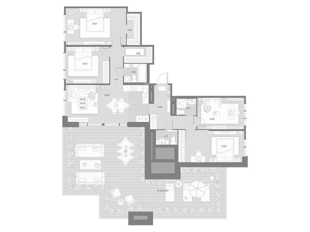 Продается 4-комнатная квартира, 142,2 м² - Фото 1
