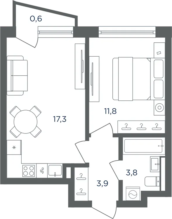 Продается 1-комнатная квартира, 37,4 м² - Фото 1