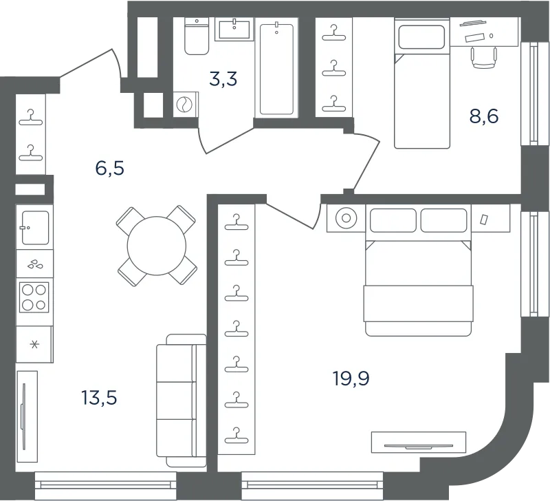 Продается 2-комнатная квартира, 51,8 м² - Фото 3