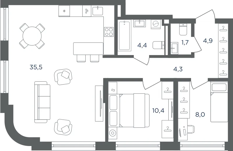 Продается 2-комнатная квартира, 69,2 м² - Фото 1