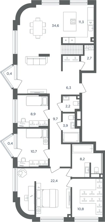 Продается 3-комнатная квартира, 154,6 м² - Фото 1
