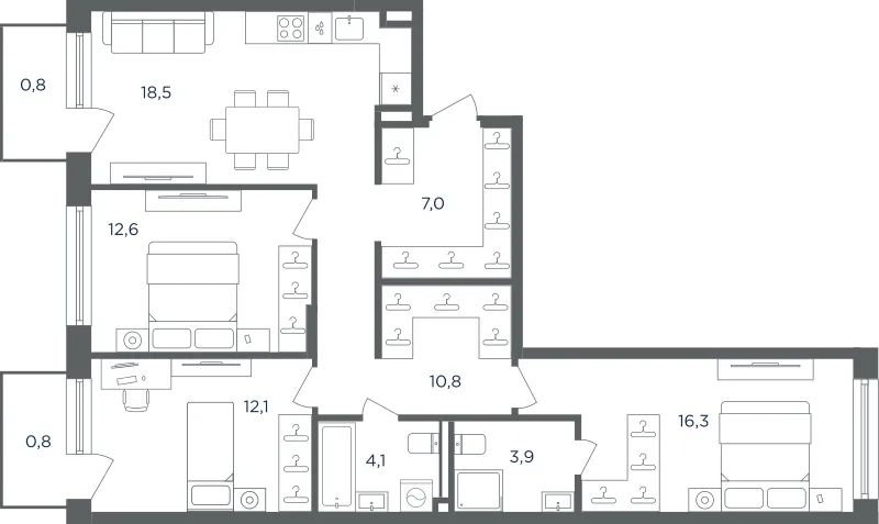 Продается 3-комнатная квартира, 86,9 м² - Фото 2