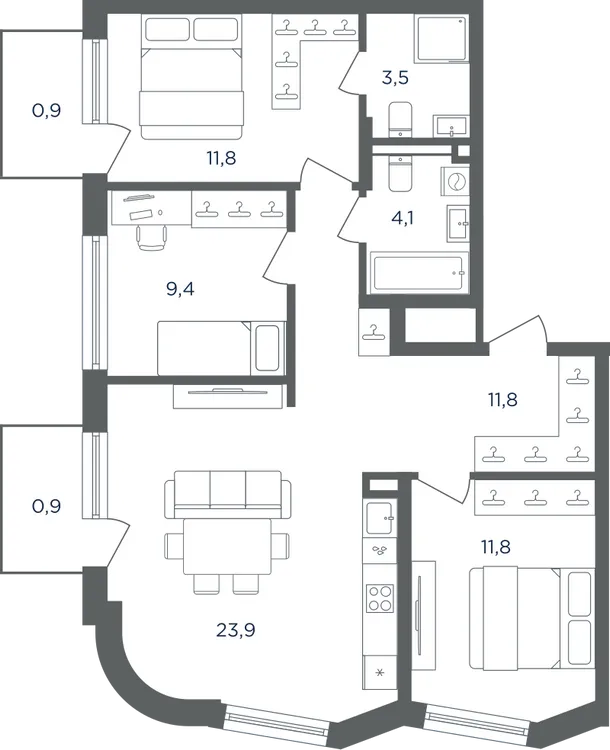 Продается 3-комнатная квартира, 78,1 м² - Фото 1