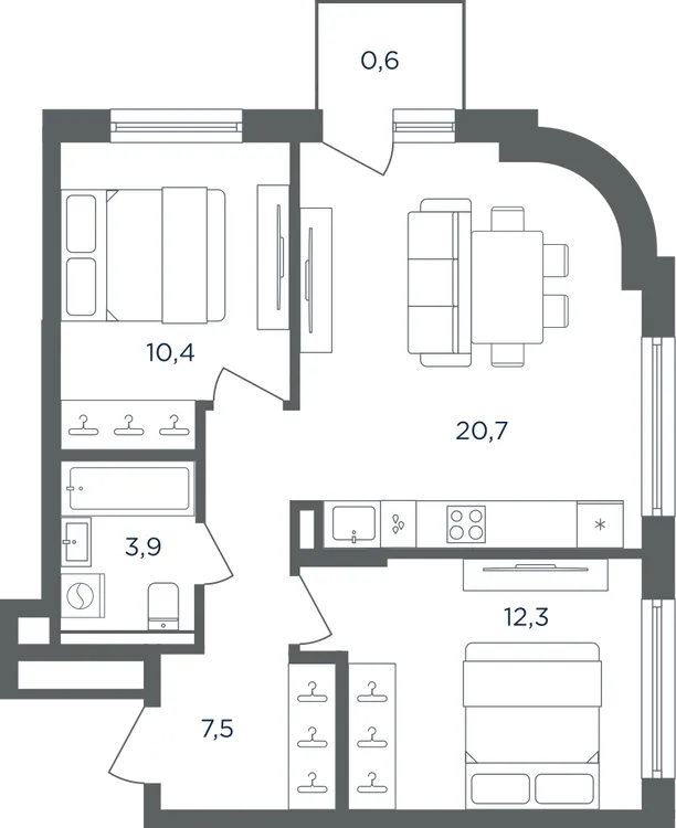 Продается 2-комнатная квартира, 55,4 м² - Фото 1