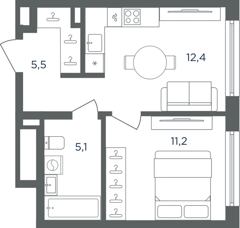 Продается 1-комнатная квартира, 34,2 м² - Фото 1