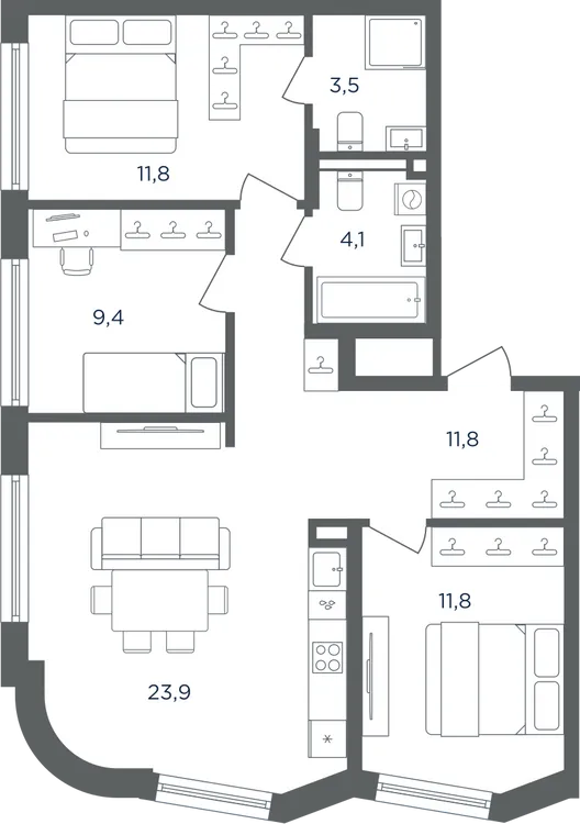 Продается 3-комнатная квартира, 76,3 м² - Фото 1
