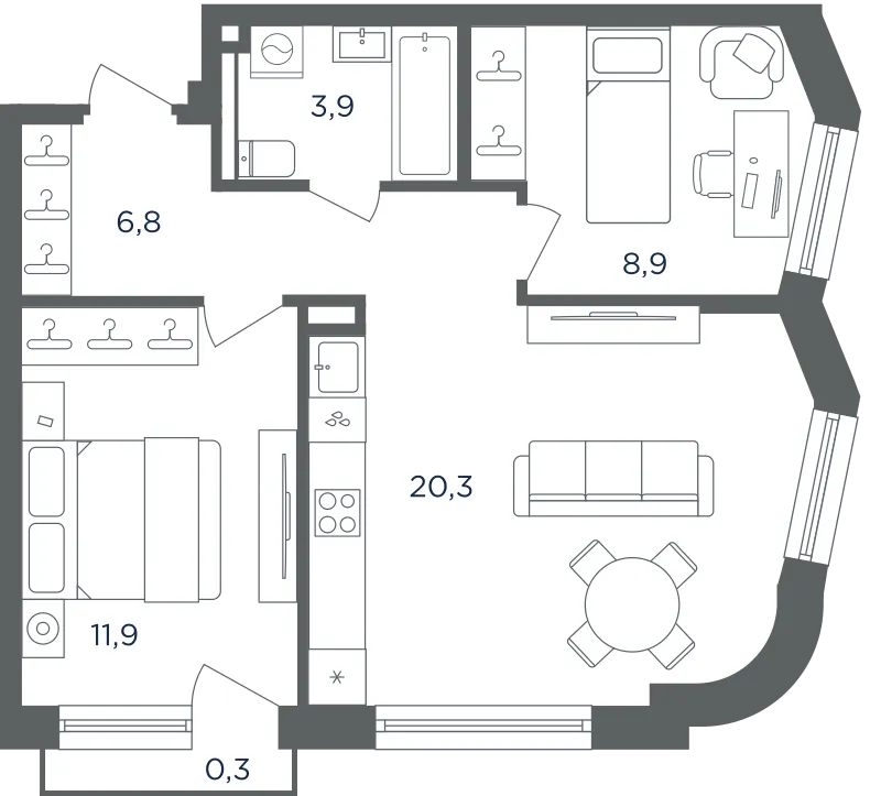 Продается 2-комнатная квартира, 52,1 м² - Фото 1