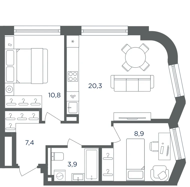 Продается 2-комнатная квартира, 51,3 м² - Фото 1