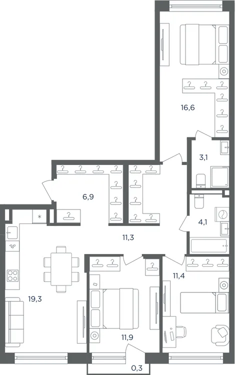 Продается 3-комнатная квартира, 84,9 м² - Фото 1