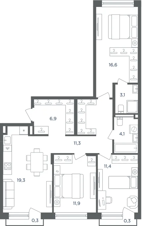 Продается 3-комнатная квартира, 85,2 м² - Фото 1